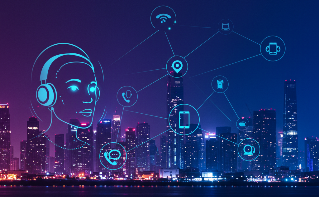neon tech cityscape